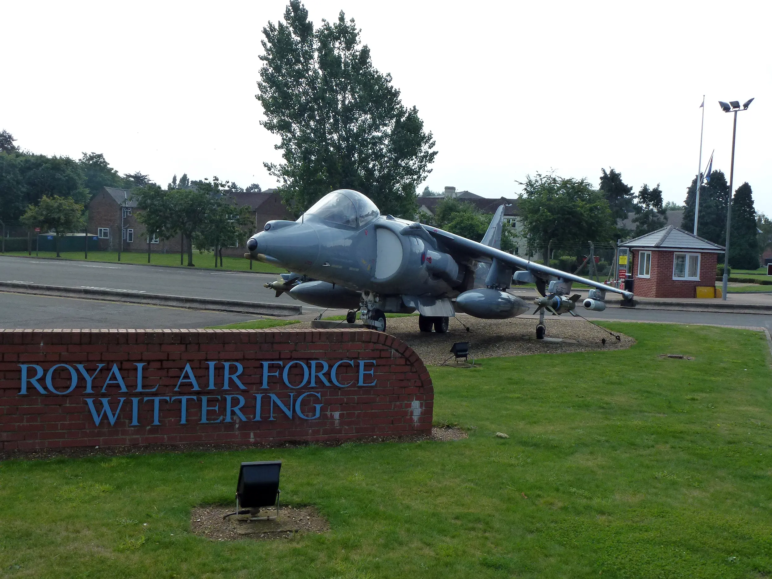 Harrier jet gate guardian at RAF Wittering near Peterborough
