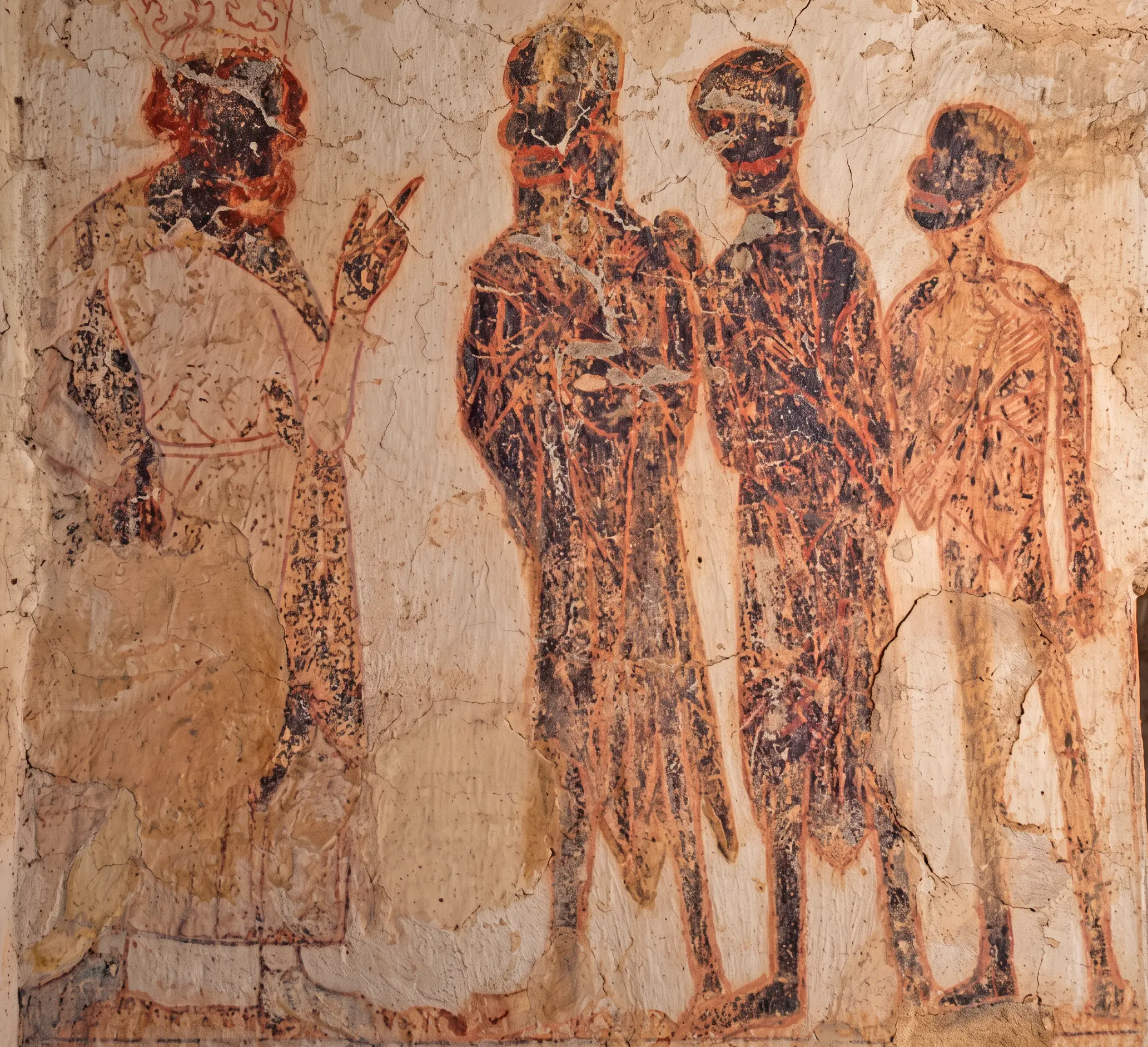 The medieval wall painting of the Three Living Kings and the Three Dead at Longthorpe Tower