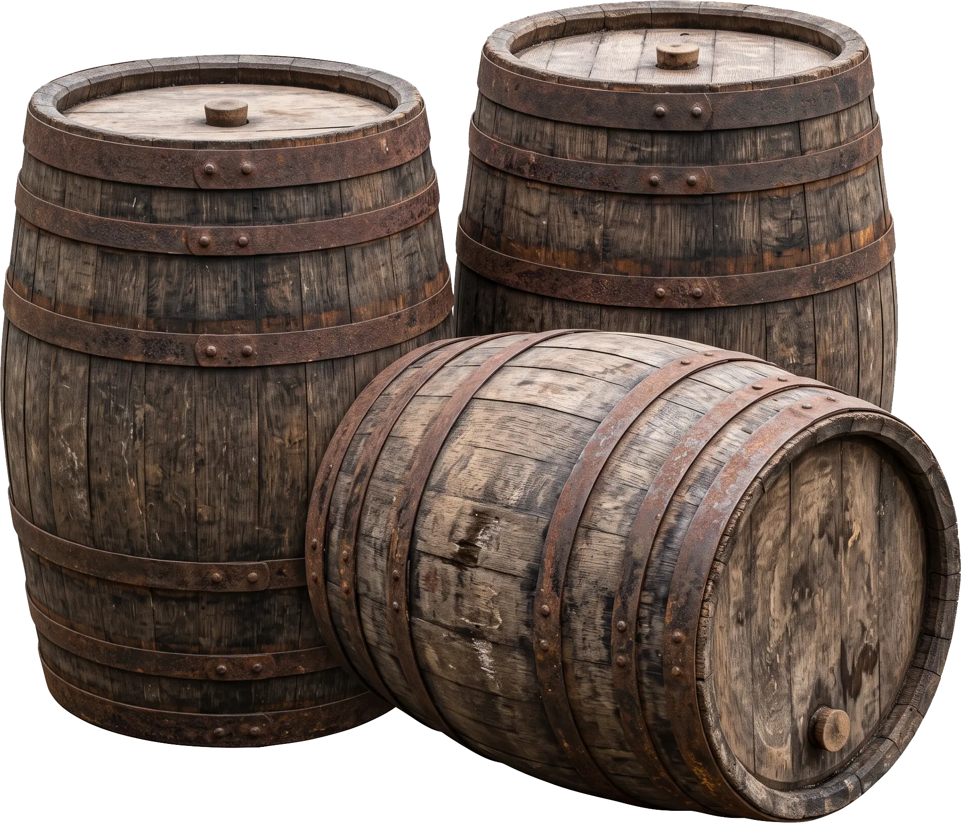 Old wooden barrels recalling the strange noises associated with Button Cap at Barnack Rectory