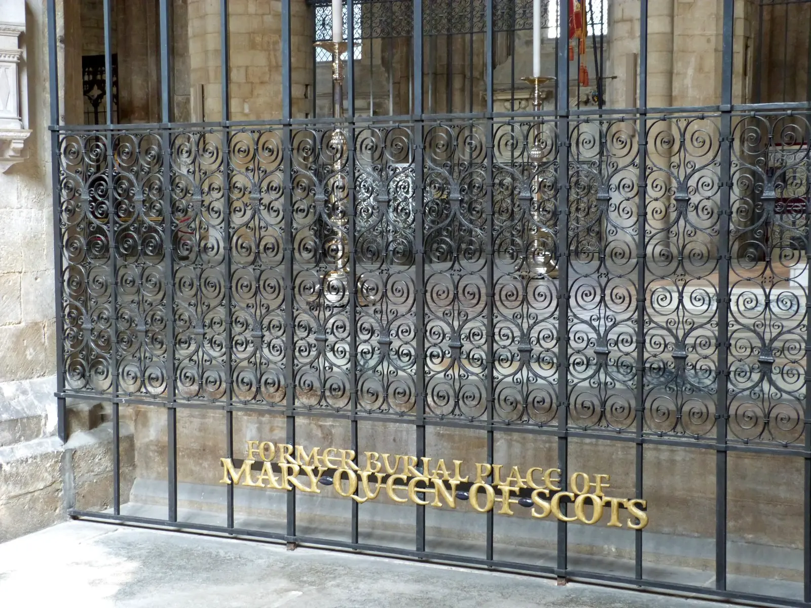 The former burial place of Mary, Queen of Scots in Peterborough Cathedral