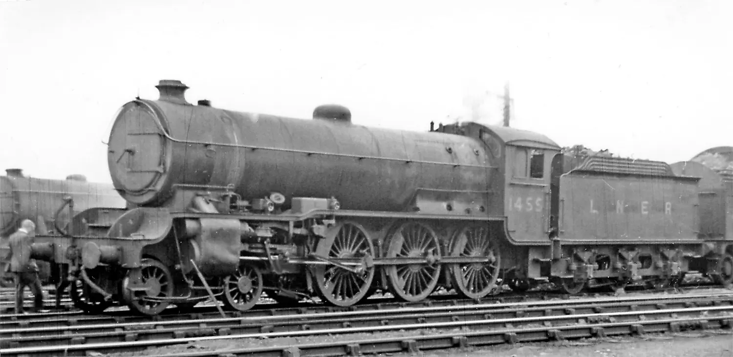 Locomotive at New England railway yard in Peterborough in 1947