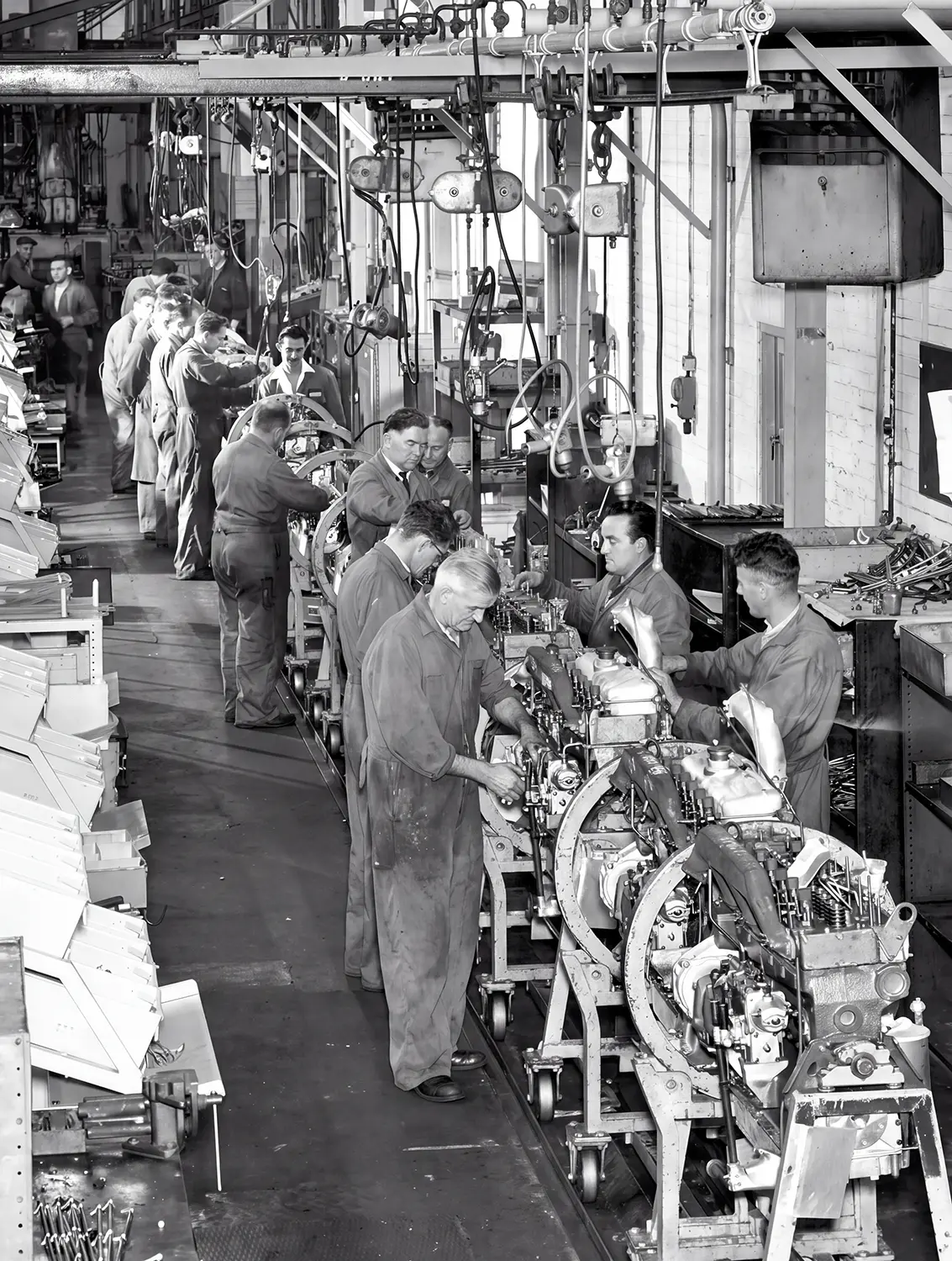 Workers assembling Perkins engines at Eastfield in Peterborough