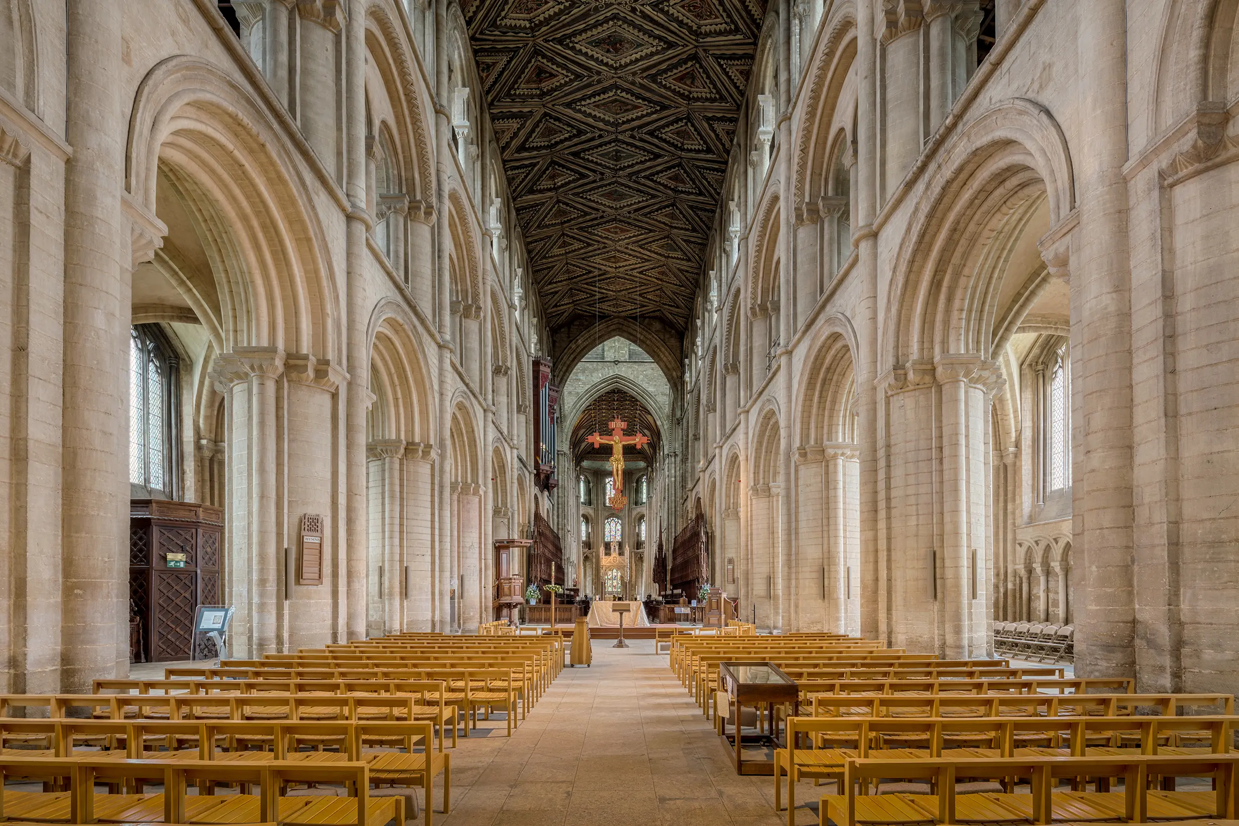 The Norman nave of Peterborough Cathedral